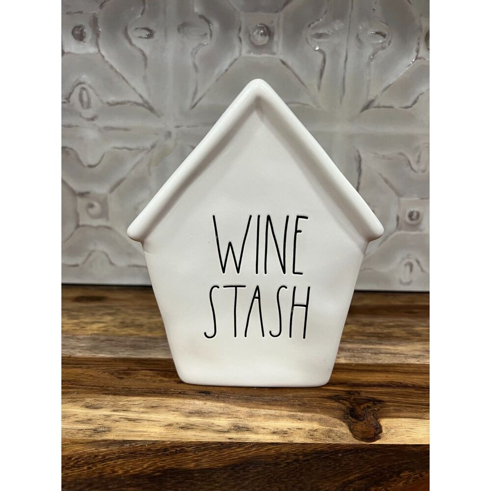 Rae Dunn Wine Stash Ceramic Bank House Shaped Magenta Collection NWOT